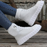 Leather Fashion Buckle High-Top Sports Boots Casual-BS00973-Veeddydropshipping